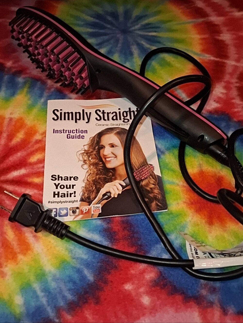 Simply Straight Hair Straightening Brush - Pink & Black